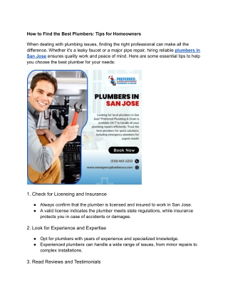 how to find the best plumbers tips for homeowners