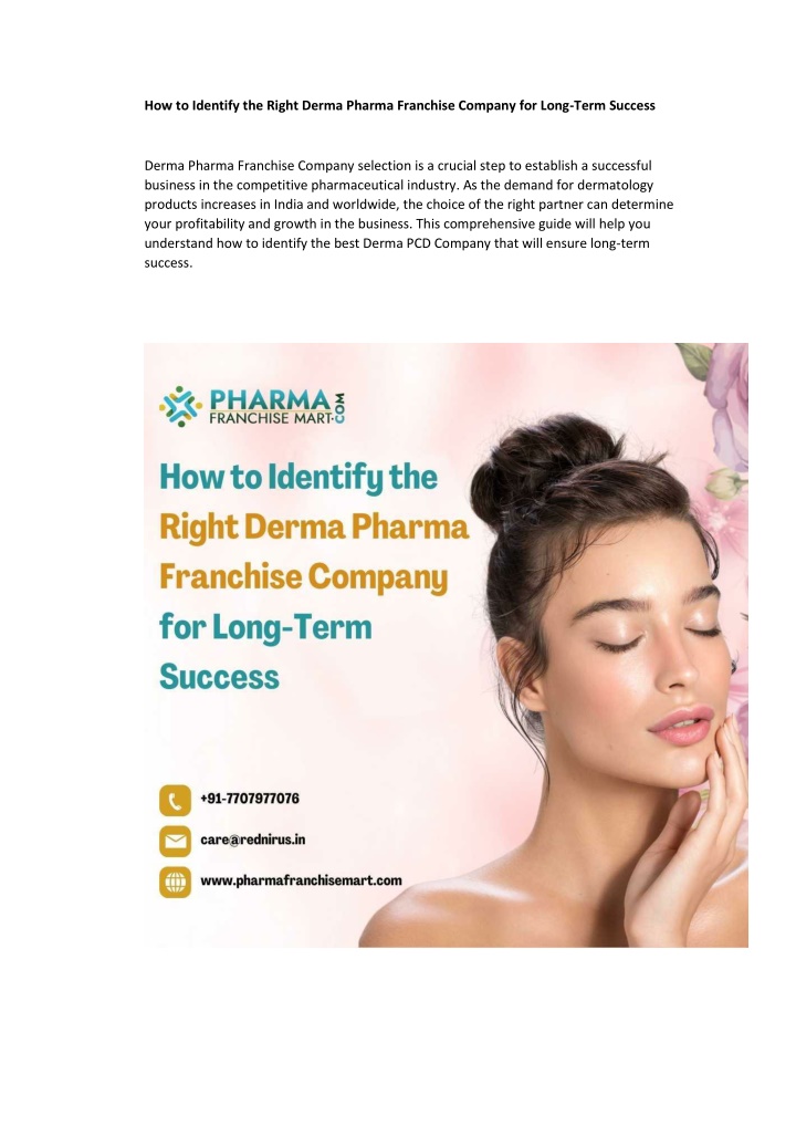 how to identify the right derma pharma franchise