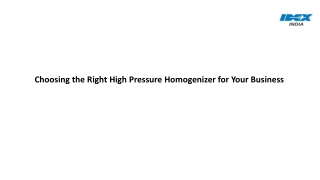 Choosing the Right High Pressure Homogenizer for Your Business