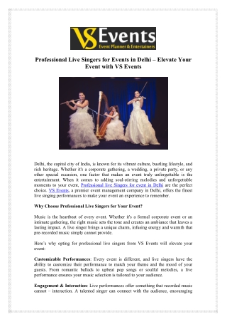 Professional Live Singers for Events in Delhi – VS Events