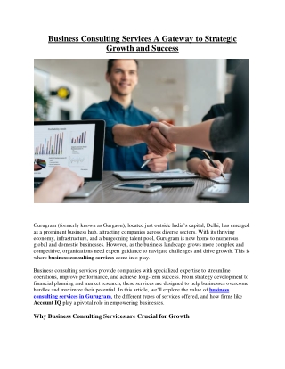 Business Consulting Services A Gateway to Strategic Growth and Success