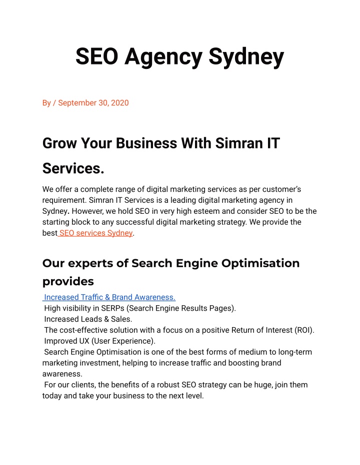 seo agency sydney