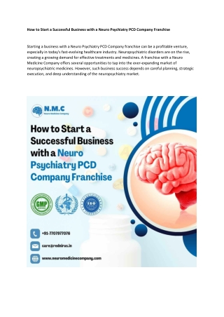 How to Start a Successful Business with a Neuro Psychiatry PCD Company Franchise