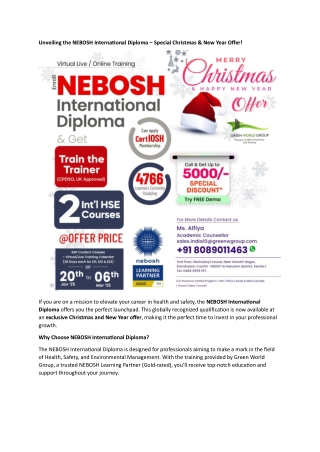Unveiling the NEBOSH International Diploma