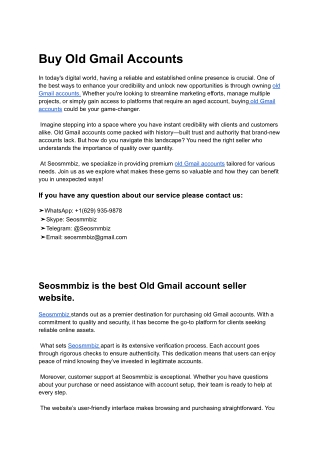 Buy Old Gmail Accounts