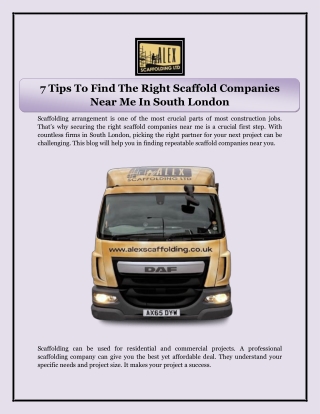 7 Tips To Find The Right Scaffold Companies Near Me In South London