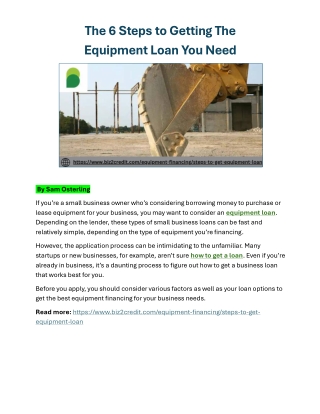 Steps to Getting The Equipment Loan You Need