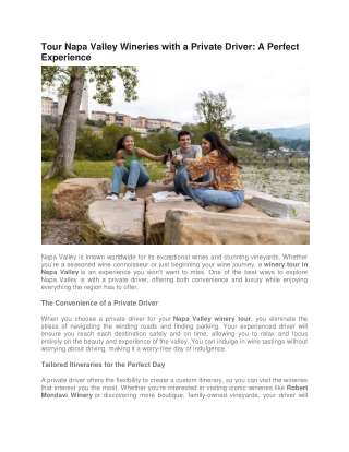 tour napa valley wineries with a private driver