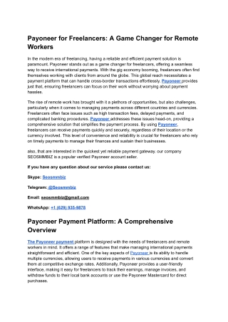 Buy Verified Payoneer Account