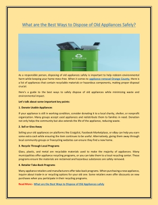 What are the Best Ways to Dispose of Old Appliances Safely?