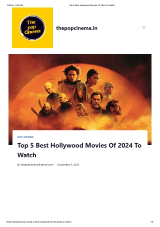 Top 5 Best Hollywood Movies Of 2024 To Watch