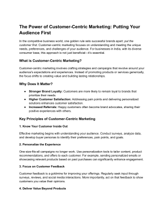 the power of customer centric marketing putting