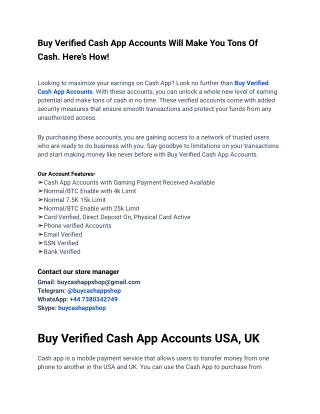 How to Buy Verified Cash App Accounts safely in This Year?
