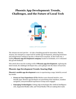 Phoenix App Development Trends, Challenges, and the Future of Local Tech