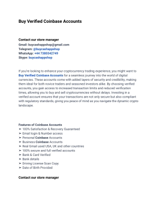 How to Buy Verified Coinbase Accounts safely in This Year?