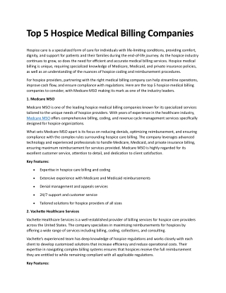 Top 5 Hospice Medical Billing Companies