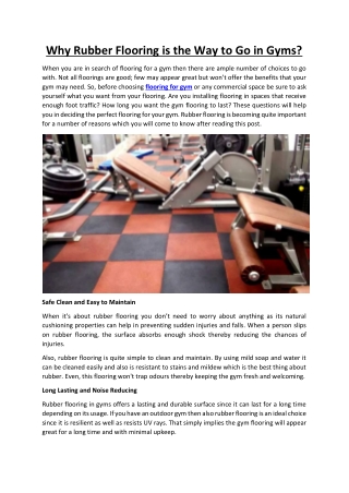 Why Rubber Flooring is the Way to Go in Gyms?