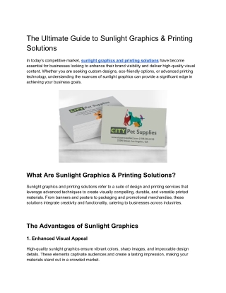 The Ultimate Guide to Sunlight Graphics & Printing Solutions