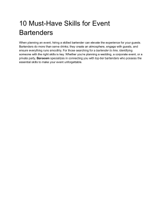 10 must have skills for event bartenders