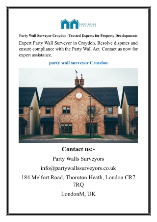 Party Wall Surveyor Croydon Trusted Experts for Property Developments