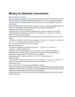 binary to decimal conversion