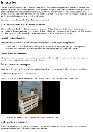 Comment choisir le bon marchand de palette pour vos besoins ?