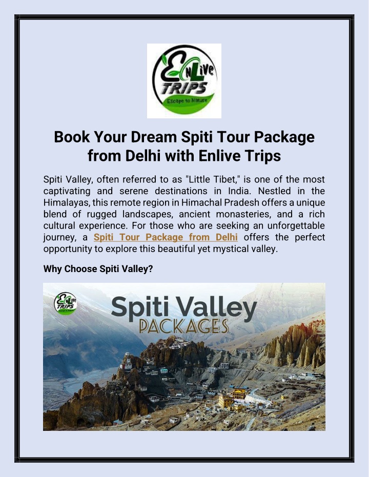 book your dream spiti tour package from delhi