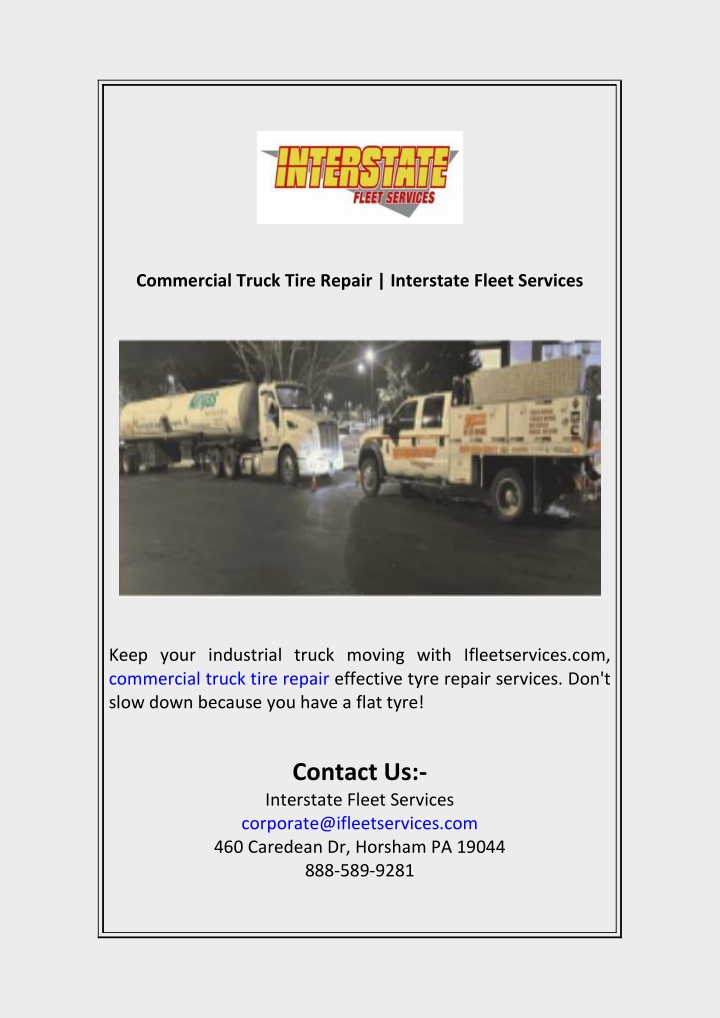 commercial truck tire repair interstate fleet