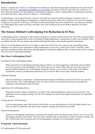 The Science Behind CoolSculpting Fat Reduction in El Paso