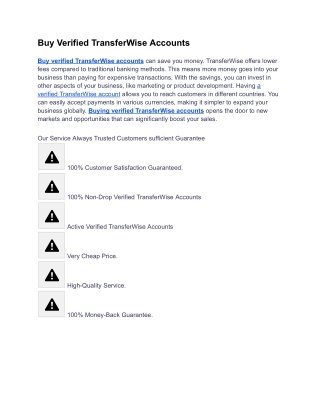 USA Best Place to Buy Verified TransferWise Accounts 2025/2026