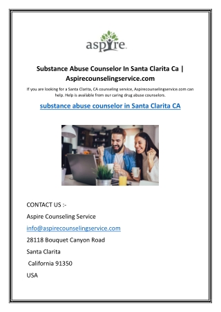 Substance Abuse Counselor In Santa Clarita Ca | Aspirecounselingservice.com