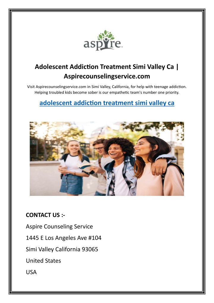 adolescent addiction treatment simi valley