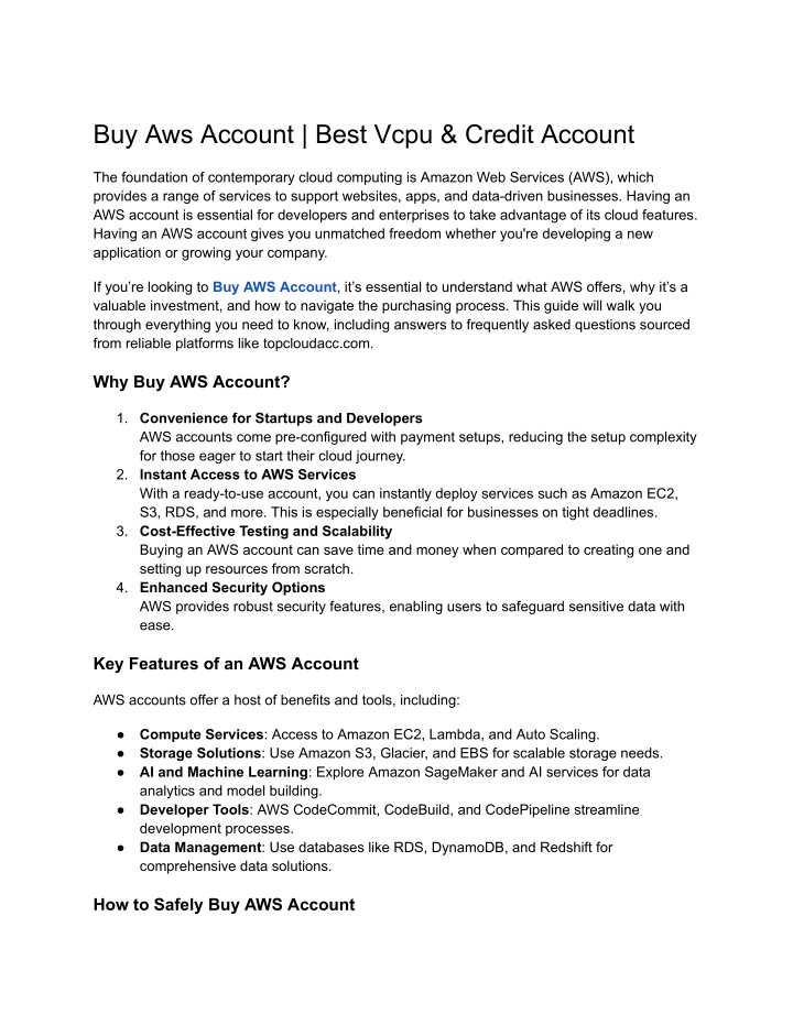 buy aws account best vcpu credit account