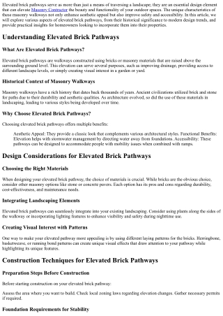 “Highlighting Unique Features with Elevated Brick Pathways”