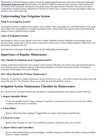 maintaining an efficient irrigation system