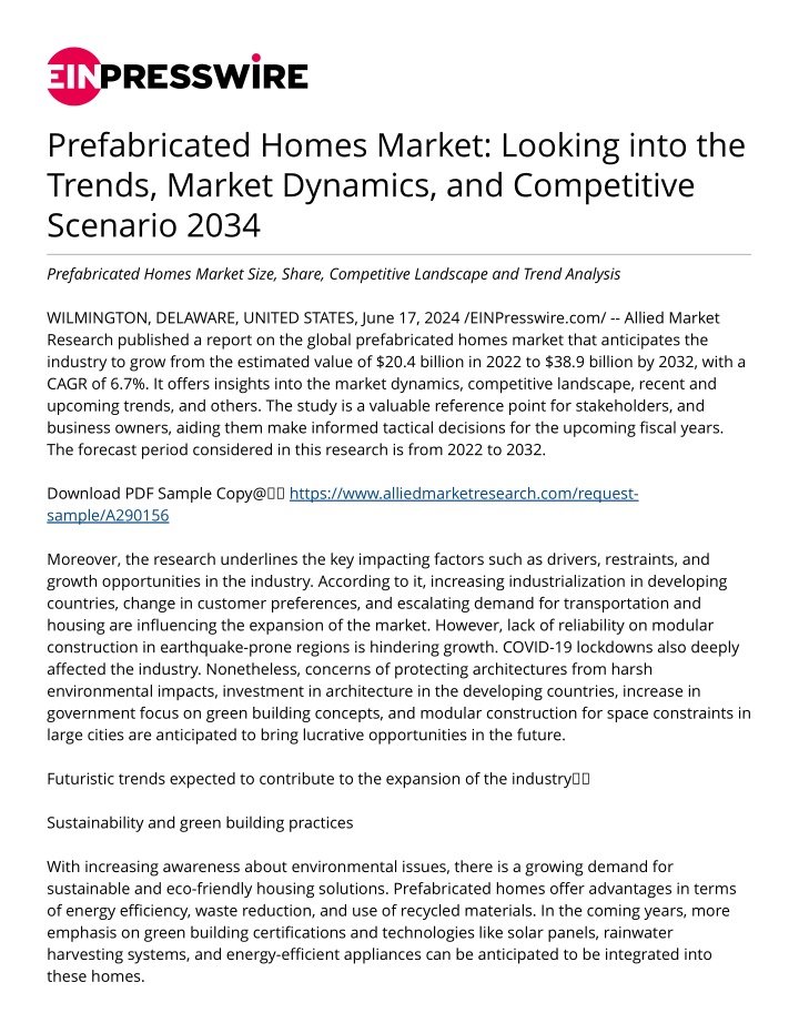 prefabricated homes market looking into