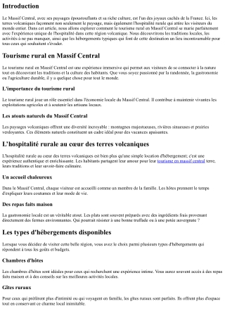 “L’hospitalité rurale au cœur des terres volcaniques”