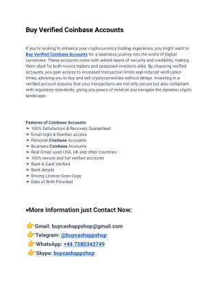 How To Buy Verified Coinbase Accounts in This Month