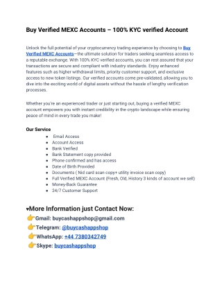 How To Buy Verified MEXC Accounts in This Month