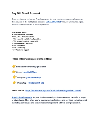 How To Buy Old Gmail Accounts in This Month