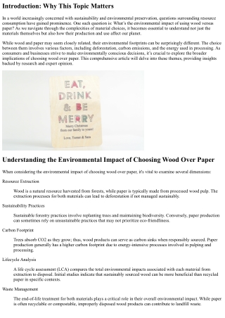 “Understanding the Environmental Impact of Choosing Wood Over Paper”