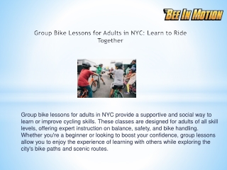 Group Bike Lessons for Adults in NYC: Learn to Ride Together