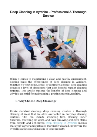 Deep Cleaning in Ayrshire – Professional & Thorough Service