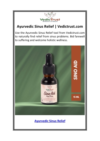 Ayurvedic Sinus Relief  Vedictrust.com