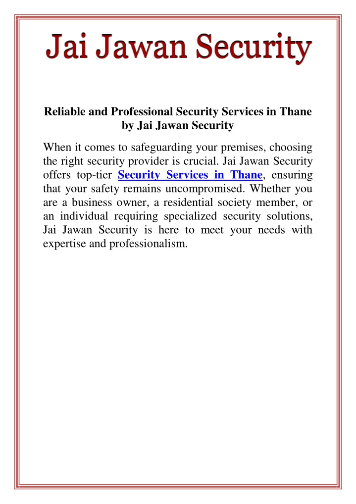 reliable and professional security services