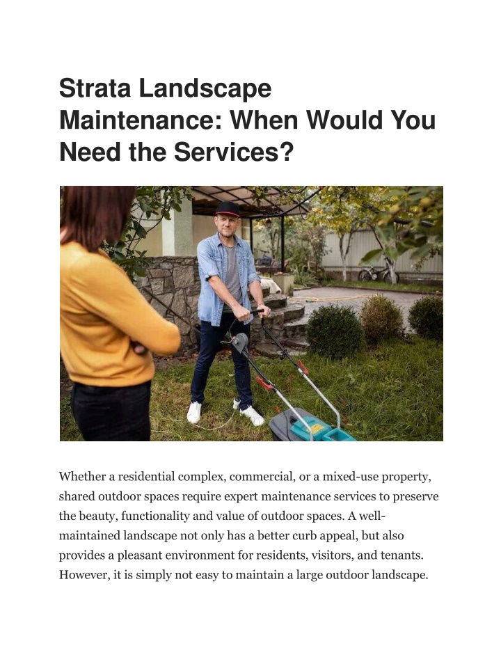 strata landscape maintenance when would you need