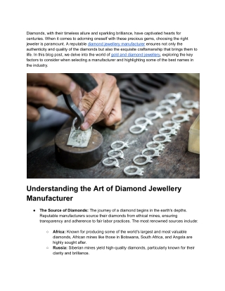 A Guide to the Best Diamond Jewellery Manufacturers