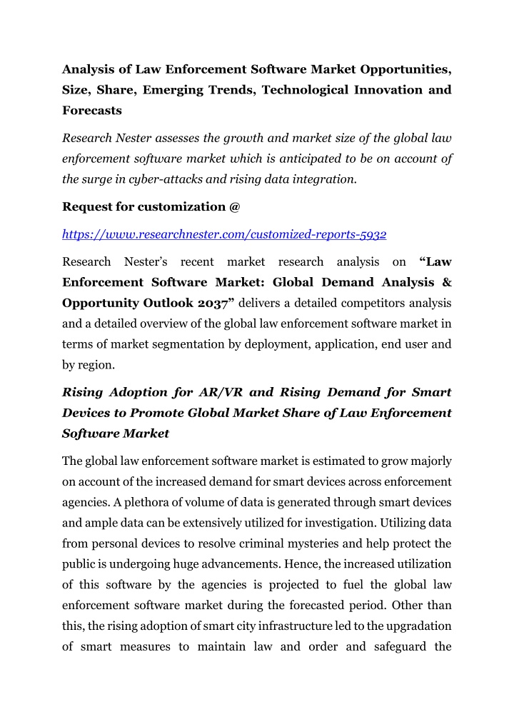 analysis of law enforcement software market