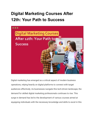 Digital Marketing Courses After 12th - Your Path to Success