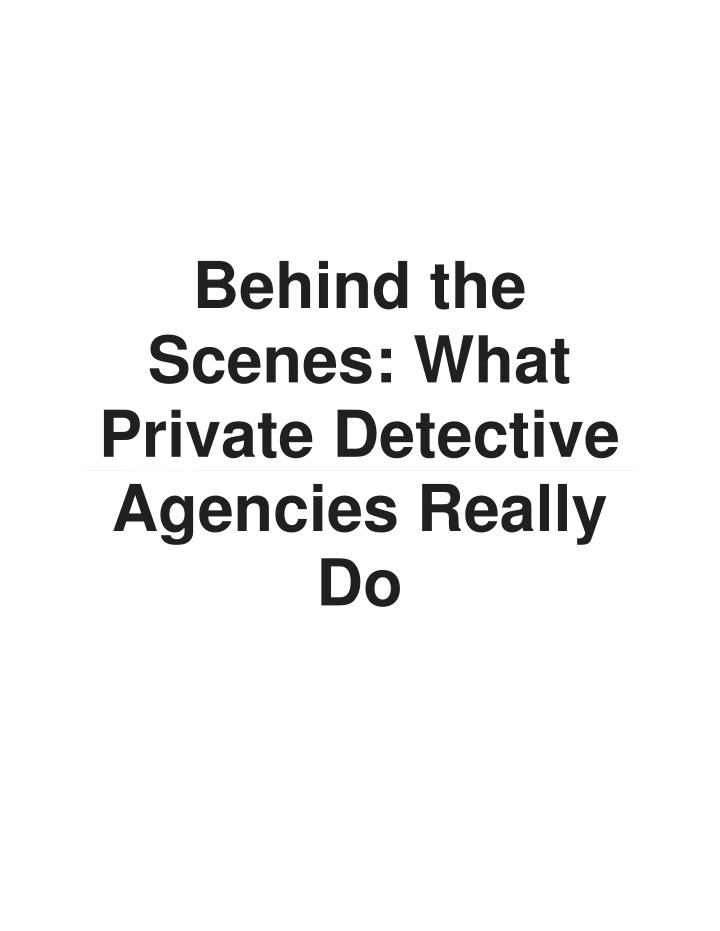 behind the scenes what private detective agencies